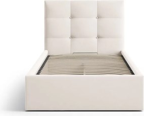 Pat crem tapițat cu spațiu de depozitare cu somieră 90x200 cm Phaedra – Micadoni