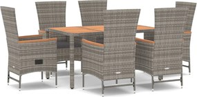 vidaXL Set mobilier de grădină cu perne, 7 piese, gri, poliratan