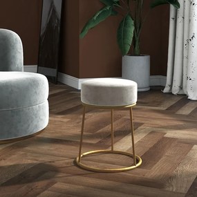340255 vidaXL Taburet rotund, gri deschis, catifea