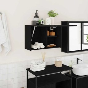 vidaXL Dulap de perete de baie, negru, 60x25x40 cm, lemn prelucrat