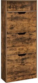 Dulap pantofi cu 3 compartimente 24 x 60 x 139 cm, maro vintage
