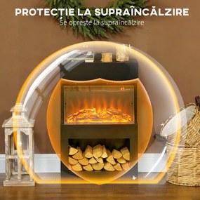 HOMCOM Șemineu electric cu efect de flacără colorată, 1000W/2000W și telecomandă | Aosom Romania