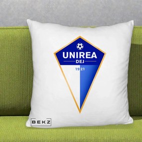 Perna Personalizata Unirea Dej 1921 Fotbal, 40x40 cm, Alb Pufos, Husa Detasabila, Perna Inclusa, BEKZ®