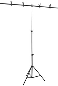 vidaXL Suport de fundal în formă de T, negru, 151x60x(70-200) cm