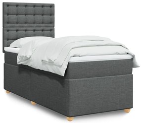 vidaXL Pat box spring cu saltea, gri închis, 80x200 cm, textil
