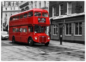 Tablou pe sticlă - Londra cu autobuz (70x50 cm)