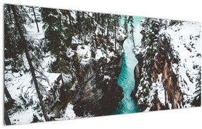 Tablou - râul de munte iarna (120x50 cm), în 40 de alte dimensiuni noi