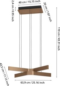 Eglo 901864 - Lustră suspendată pe cablu LED RGBW FOLCINO-Z 2xLED/18W/230V cu dimmer cupru/negru