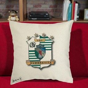 Perna Personalizata CSC Dumbravita Fotbal, 40x40 cm, Ecru, Husa Detasabila, Perna Inclusa, BEKZ®