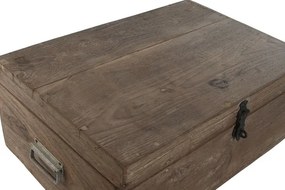 Cufăr decorativ din lemn masiv cu feronerie din metal negru, 46×31×31 cm, „Chest"