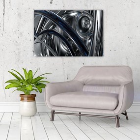 Tabloul cu abstracție gri cu albastru (90x60 cm)