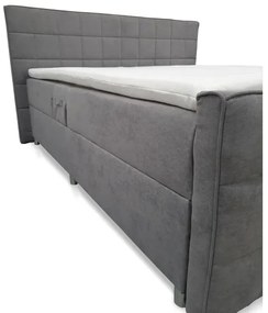 Pat tapițat reglabil electric HELEN 180x200 cm, gri, cu saltele și topper