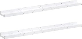 vidaXL Raft de perete 2 pcs Marmură albă 80 x 9 x 3 cm Lemn compozit
