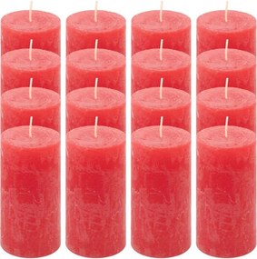 Set de lumânări rustice, 10 cm, Ø 5 cm, roșu, 16 buc