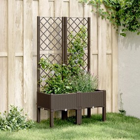 vidaXL Jardinieră de grădină cu spalier, maro, 80x40x142 cm, PP