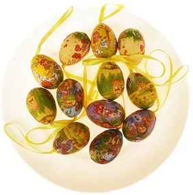 Set de ouă de Paște cu imagine, înălțime 4 cm, 12bucăți în pachet