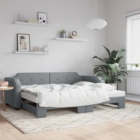 3197634 vidaXL Pat de zi cu extensie, gri deschis, 90x200 cm, textil