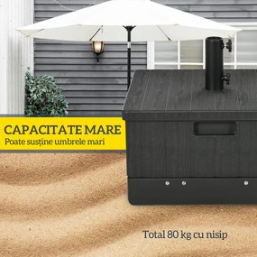 Outsunny Bază pentru Umbrelă 3-în-1 Exterior, Măsuță de Cafea, Jardinieră cu Orificiu de Scurgere, Capacitate 80 kg, Suport Umplut cu Roți și Mânere pentru Terasă și Piscină, Negru | Aosom Romania