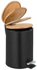 Coș de gunoi cu capac din bambus Wenko Tortona, 3 l, negru