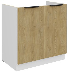 Dulap inferior de bucătărie pod drez Carminia 80 ZL 2F BB (stejar cremona + alb). 1128039