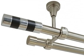 Galerie dubla cilindru negru fara inele prindere tavan 19/19 mm inox (Alege marime: 280 cm)