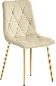 Scaun de dining catifea bej deschis LIBRA cu picioare aurii
