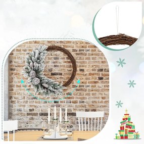 Coroniță de iarnă cu zăpadă și lumini LED calde