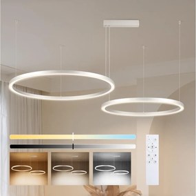 Brilagi - Lustră LED dimabilă suspendată pe cablu PORTOFINO LED/98W/230V argintie + telecomandă