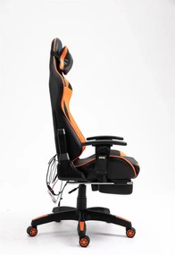 RESIGILAT-Scaun gaming, cu Masaj si Incalzire, telecomanda Wireless, functie recliner, SIG 5999, Negru/Portocaliu