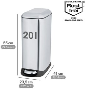 Coș de gunoi argintiu cu pedală din oțel inoxidabil 20 l Design – Wenko