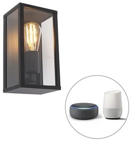 Lampă de perete inteligentă neagră 26 cm IP44 incl. Wifi ST64 - Charlois
