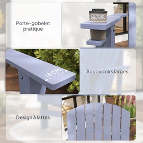 Outsunny Fotoliu de grădină Adirondack mare confort cu suport pentru băuturi integrat lemn de brad tratat vopsit gri | Aosom Romania