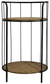 Măsuță laterală cu 2 rafturi, din metal și lemn, H68 cm