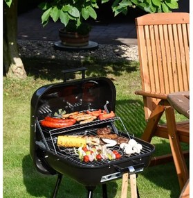 Grătar portabil cu cărbuni, negru