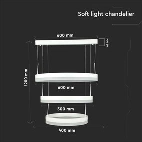 Lustră LED dimabilă pe cablu LED/86W/230V 3000K alb