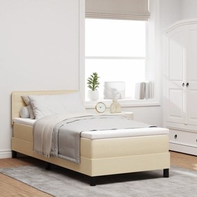 vidaXL Cadru de pat cu saltea și LED Crem 90x200 cm Fabricat