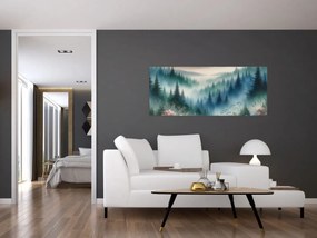 Tablou - Peisaj forestier cu ceață (120x50 cm)
