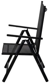 Scaun metalic pliabil Muhler 1005248, 7 pozitii, Spatar si scaun din material textil, Negru