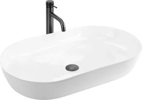 Lavoar pe blat Rea Cleo oval 70 cm alb lucios