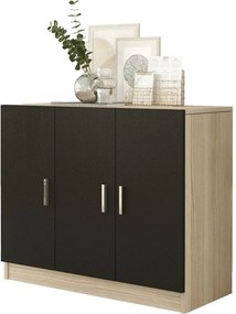Comoda 956LCS1502, stejar/negru, PAL melaminat, 89x38x74 cm
