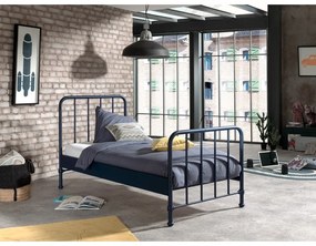 Pat pentru copii albastru închis din metal 90x200 cm BRONXX – Vipack