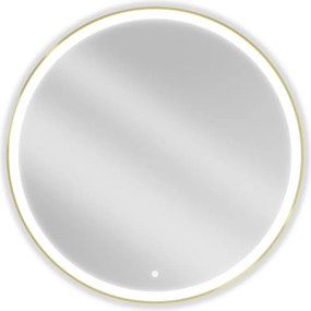 Mexen Esso oglindă de baie iluminată, rotundă 100 cm, LED 6000K, anti-abur, rama aurie - 9825-100-100-611-50