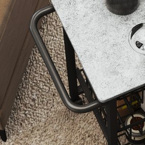 HOMCOM Cărucior de bucătărie cu 3 coșuri și mâner, din oțel și lemn, 49,5x31x69 cm, negru și gri deschis | Aosom Romania