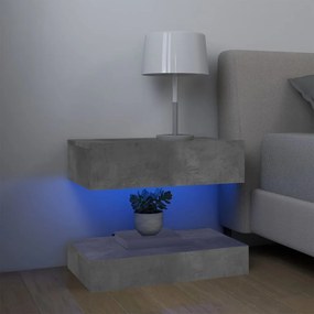 Comode TV cu lumini LED, 2 buc., gri beton, 60x35 cm 2, Gri beton, 60 x 35 cm