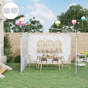 Outsunny Panouri Laterale pentru Corturi Pop-Up, Set de 2, 3x2m, Protecție UV, Rezistent la Apă, Alb | Aosom Romania