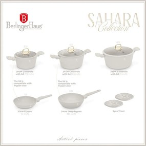 Set oale si tigai cu capace 10 piese Sahara Berlinger Haus BH 8080NN, potrivite si pentru inductie