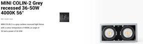 Spot LED incastrabil MINI COLIN-2 Grey recessed 36-50W 4000K 56°