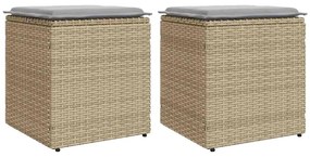 vidaXL Scaune de grădină cu perne 2 buc Bej 40x40x43 cm Poly Ratan