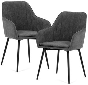 Set de scaune de masă 2 buc, gri, 55 x 84 x 57 cm