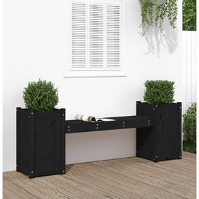 825167 vidaXL Banchetă cu jardinieră, negru, 180x36x63 cm, lemn masiv de pin